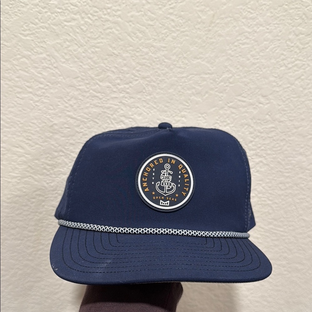 Navy Blue Snapback Hat with Gray Brim